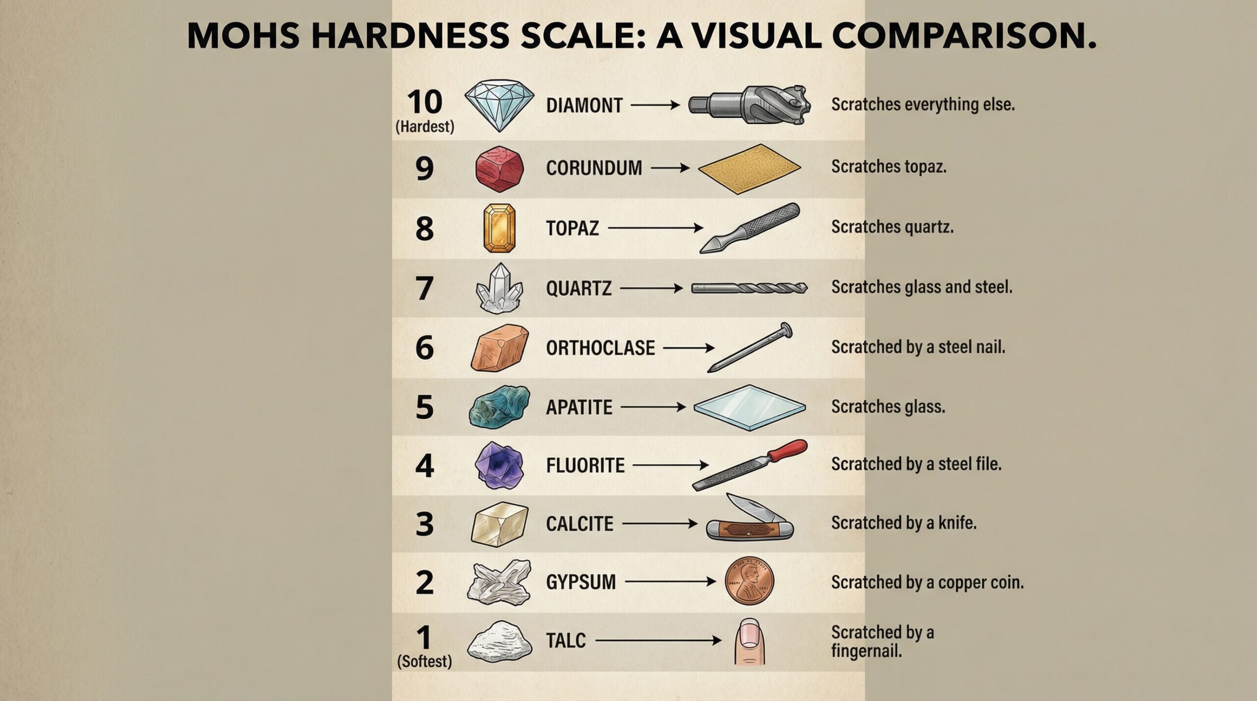 basalt mohs hardness scale comparison chart