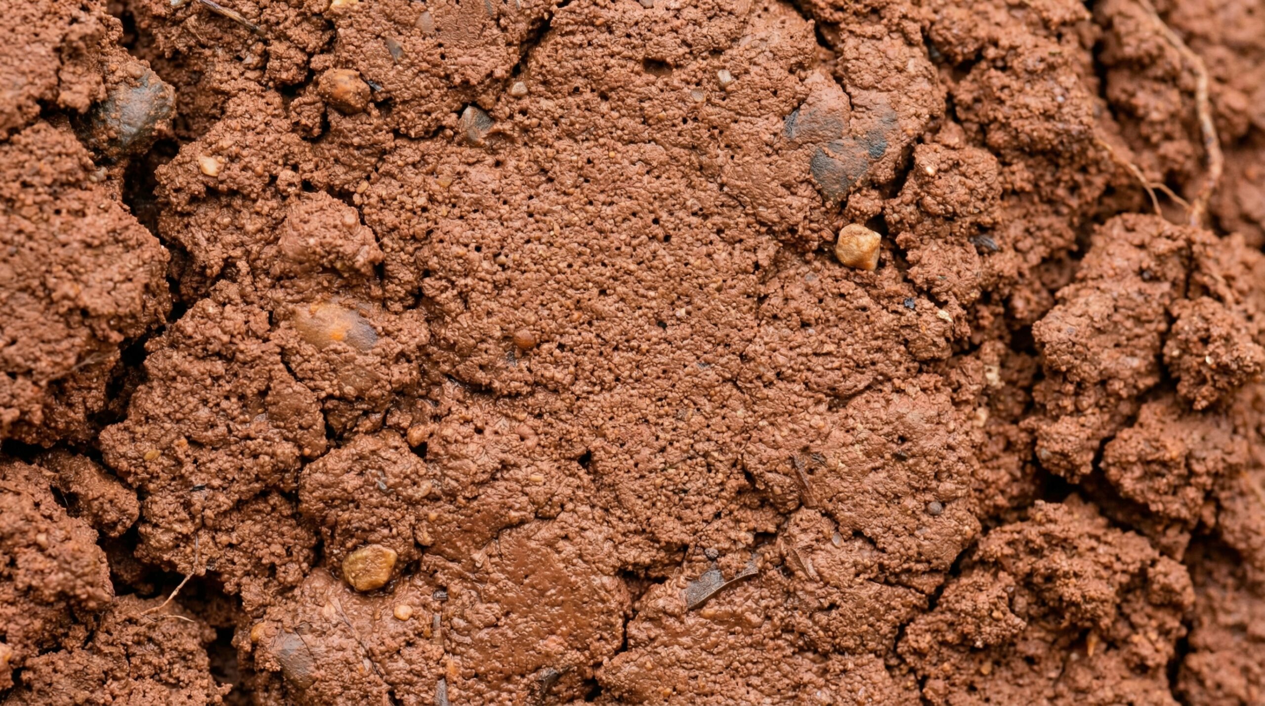 Close-up photo of clay subsoil texture showing fine particle structure