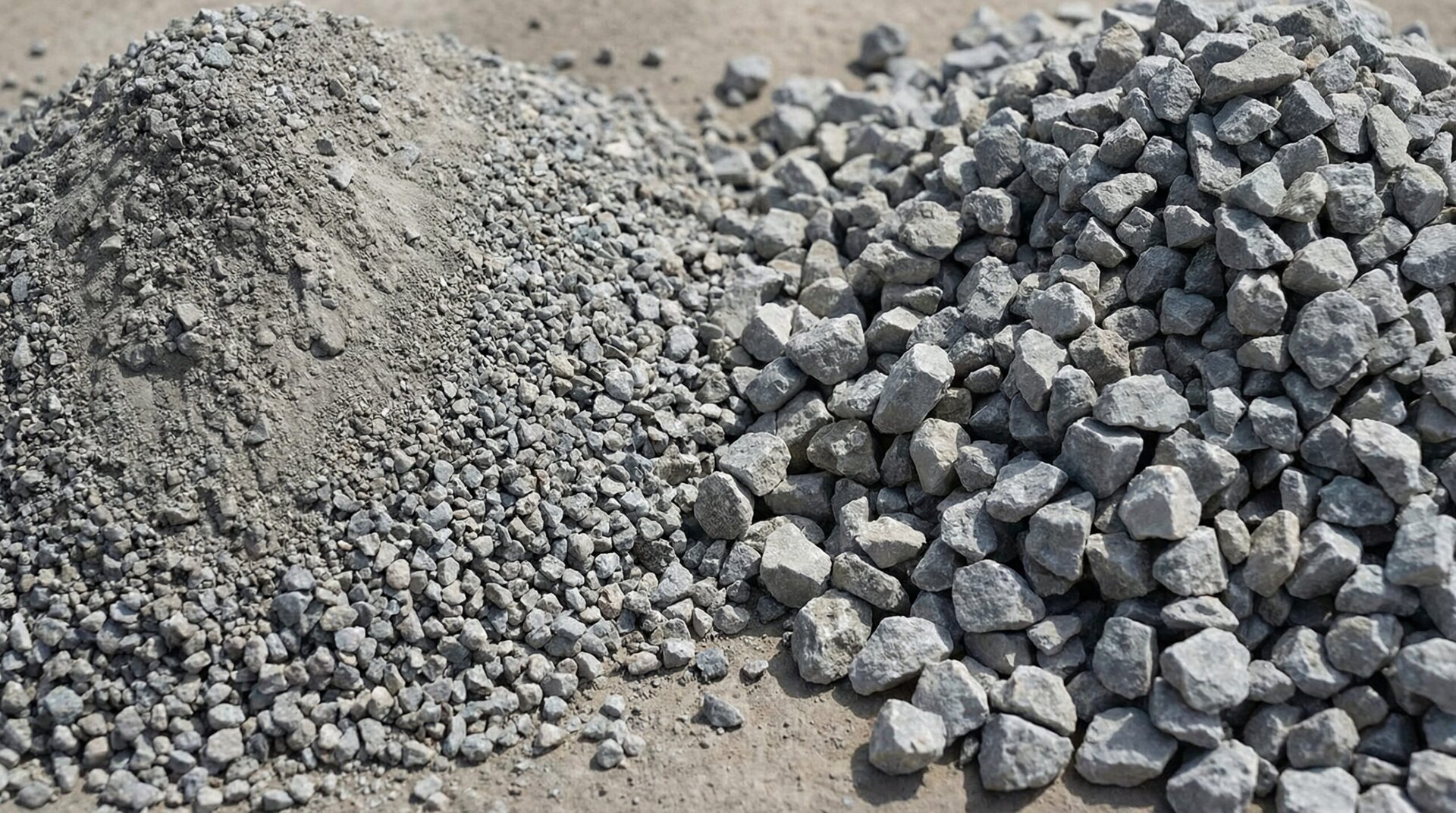 Comparison of 610 limestone and crushed limestone materials side by side