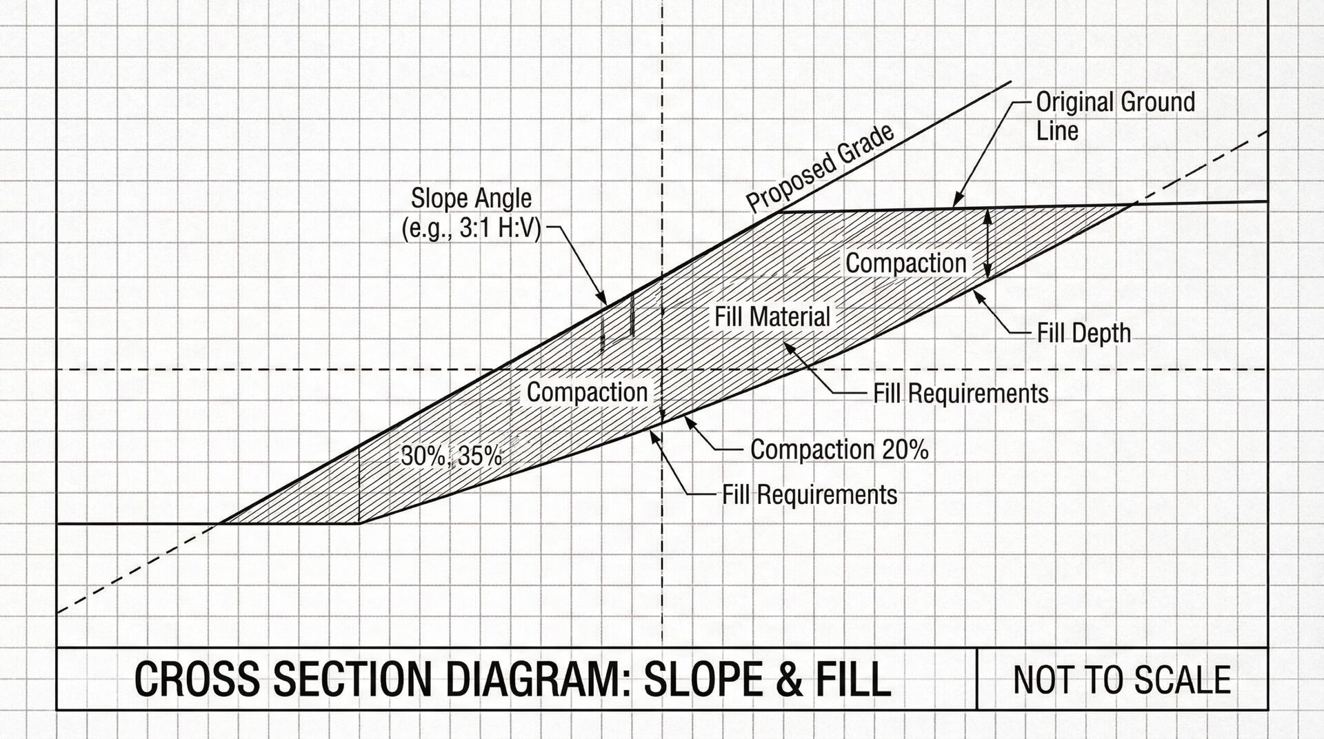cross section diagram showing slope angle and fill requirements