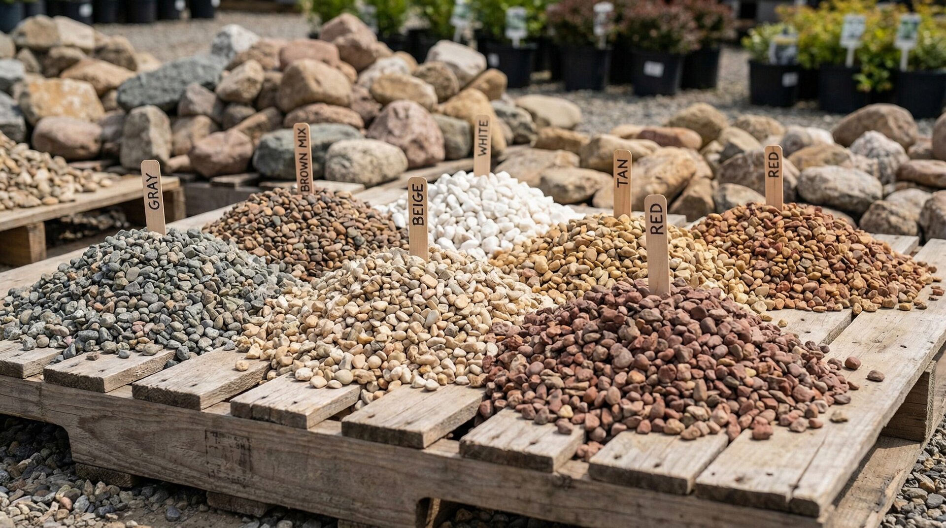 Different colored pea gravel samples
