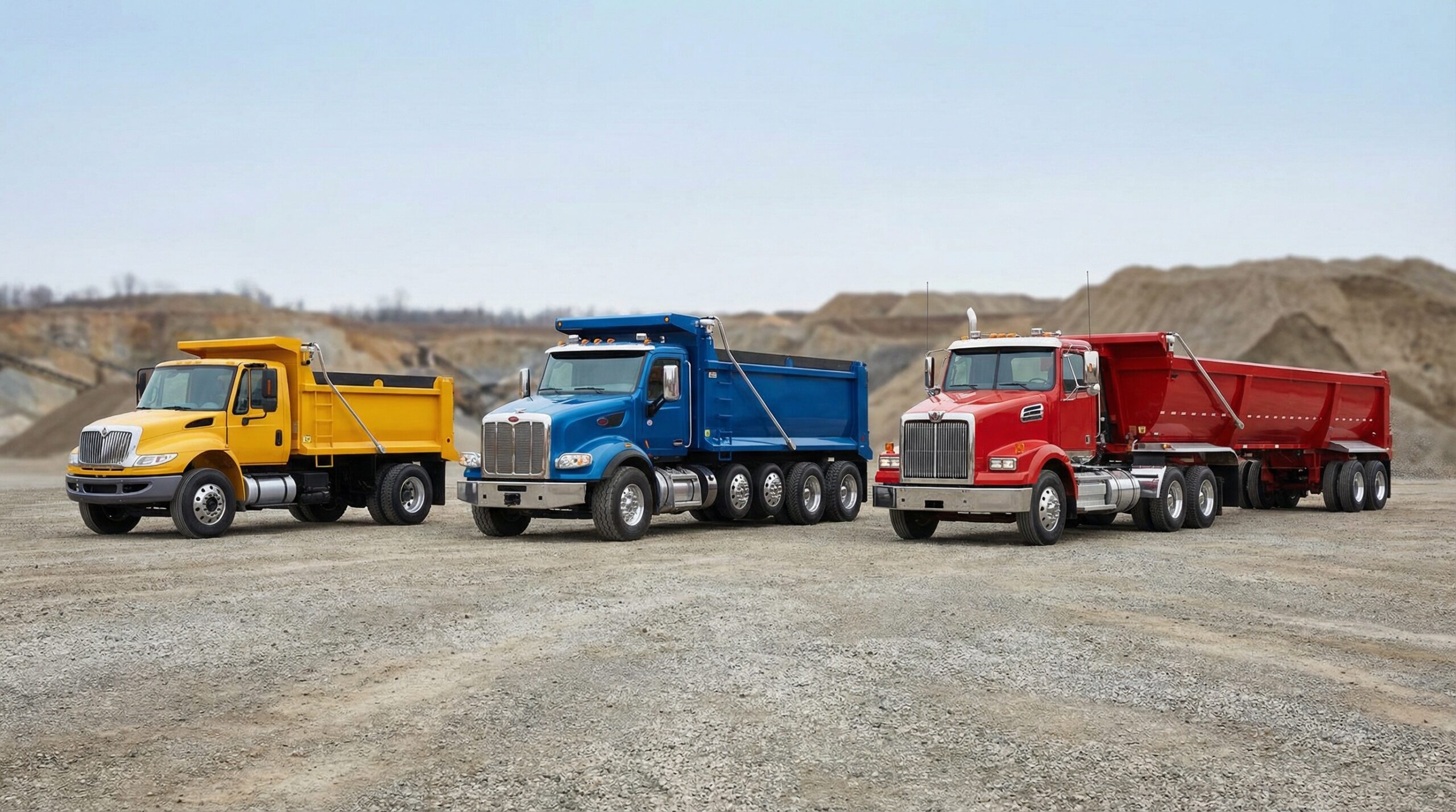 Comparison chart showing different dump truck sizes and weights