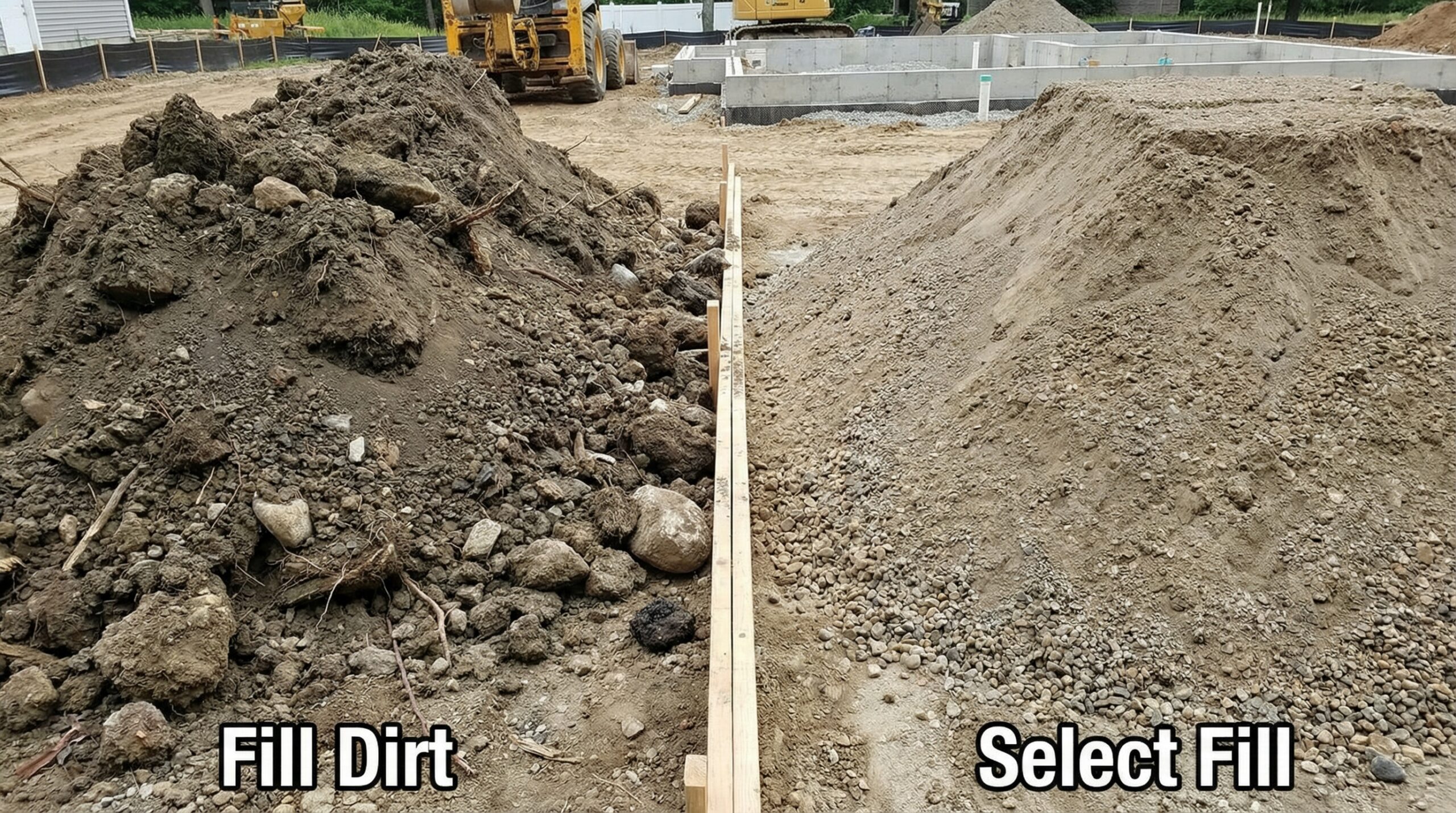 Side by side comparison of fill dirt and select fill materials