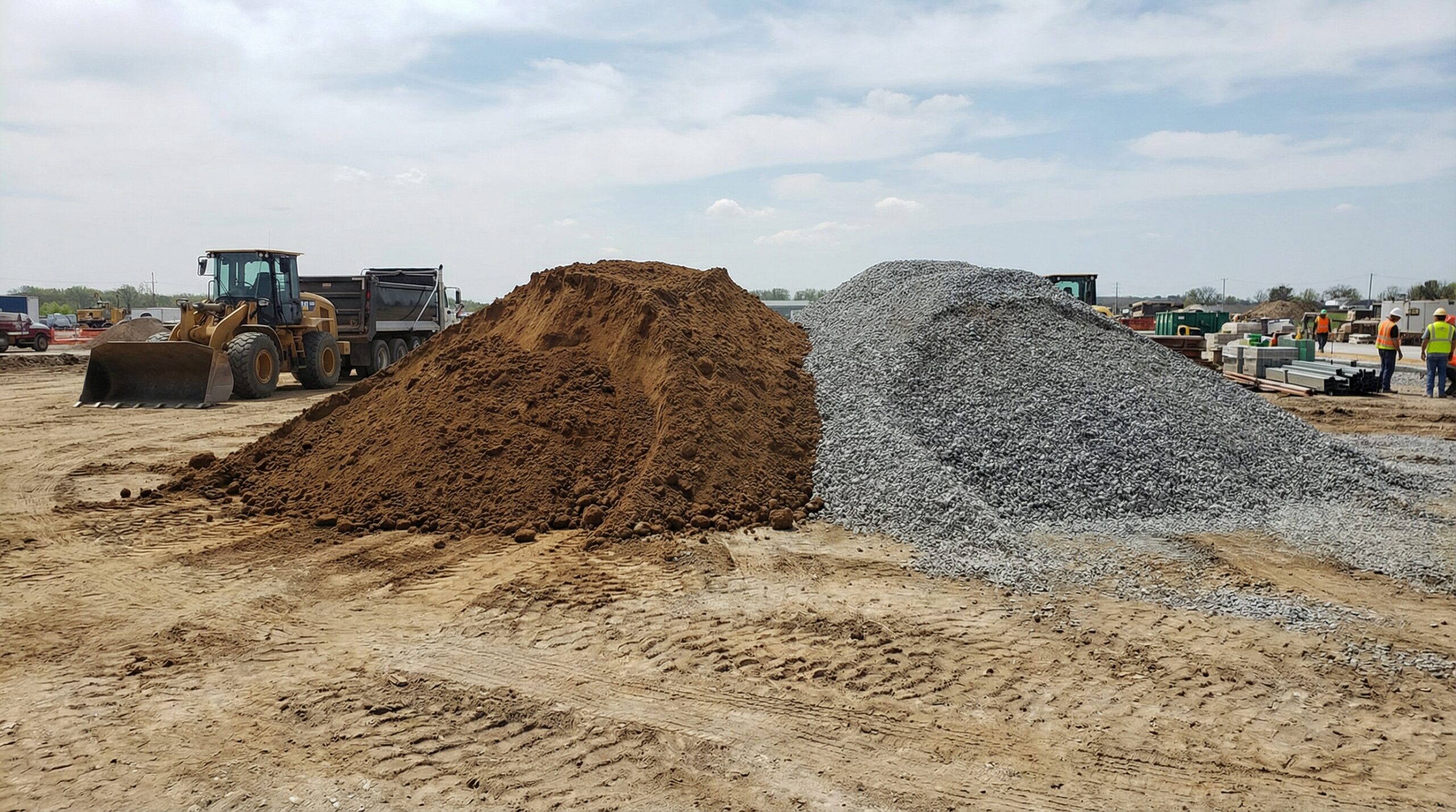 Comparison of fill dirt and gravel materials side by side
