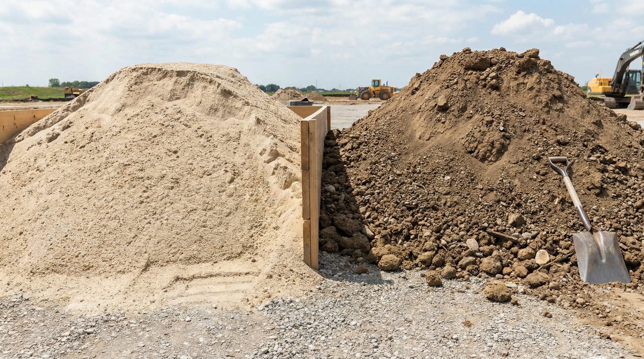 Comparison of fill sand and fill dirt materials side by side