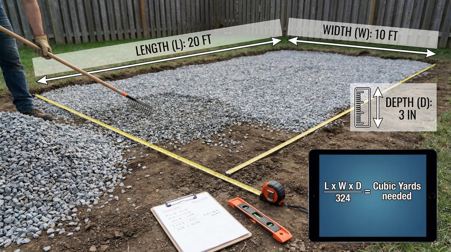 Gravel coverage calculator visual