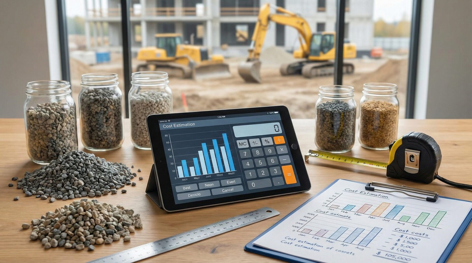 Gravel calculator cost estimation tools with construction materials
