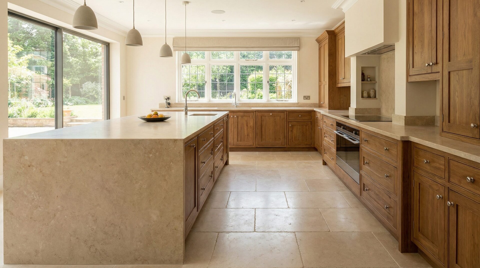 Limestone interior flooring and countertops