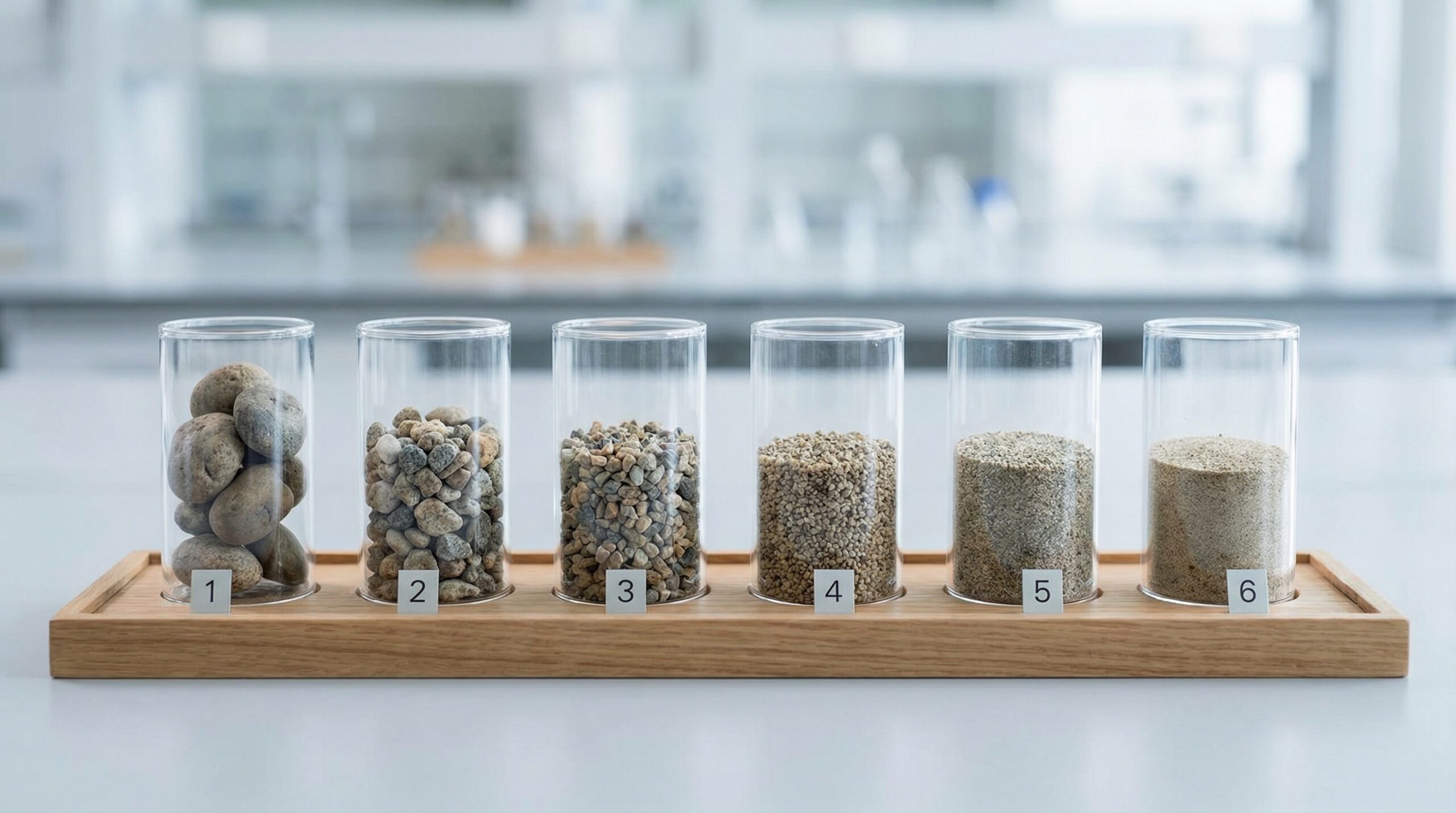 Numbered gravel system explanation with screen sizes