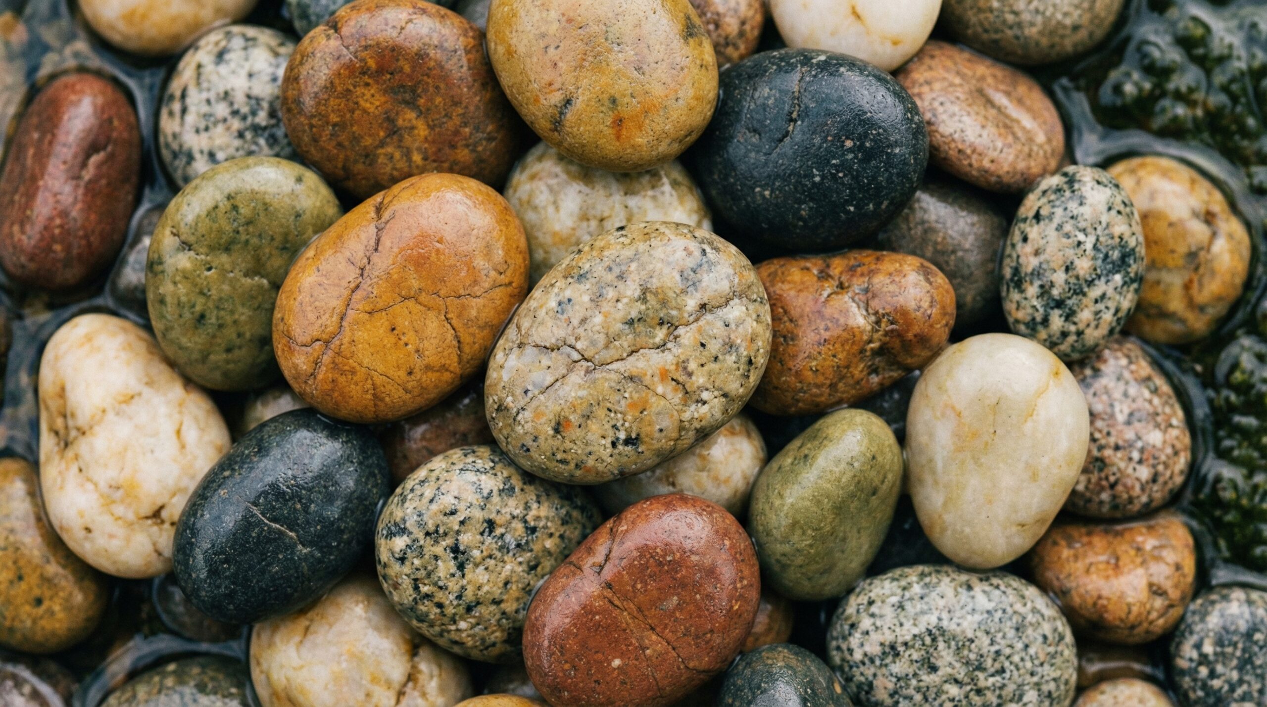 Pea gravel close-up showing smooth rounded stones