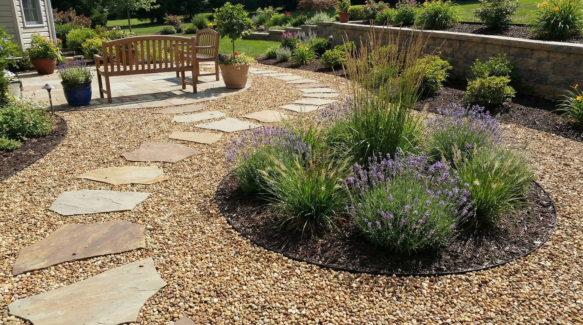 Pea gravel landscaping applications examples