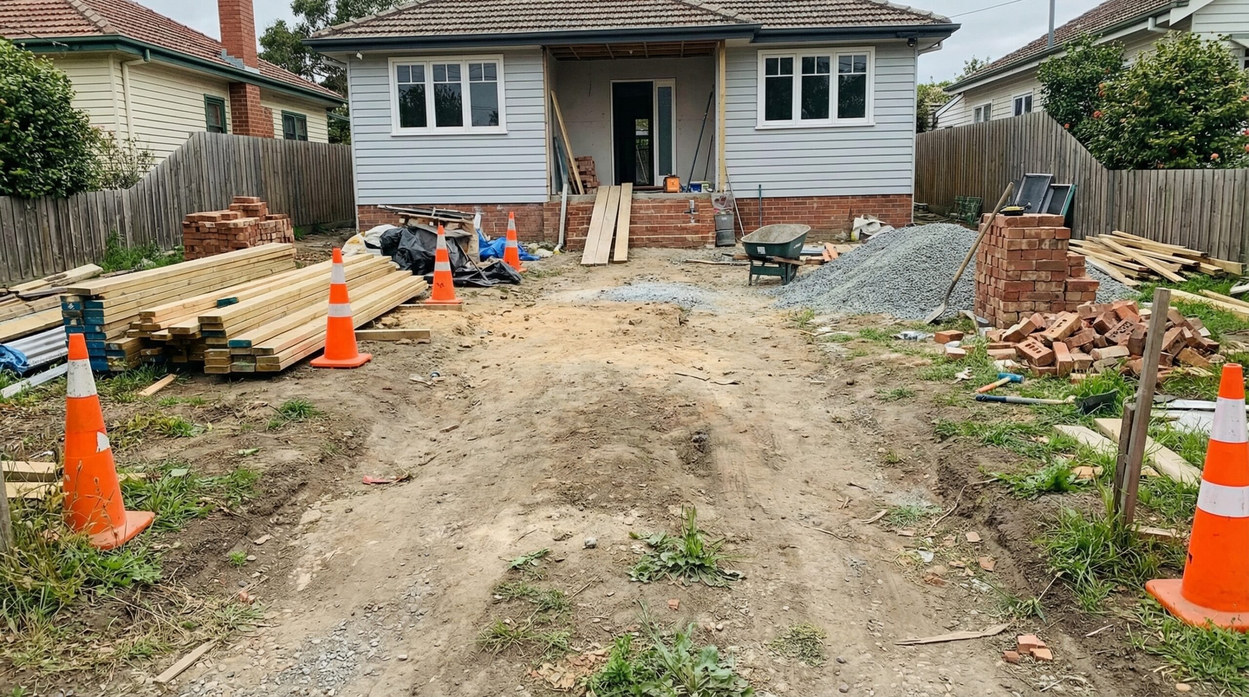 Before and after photos showing proper material selection in construction project