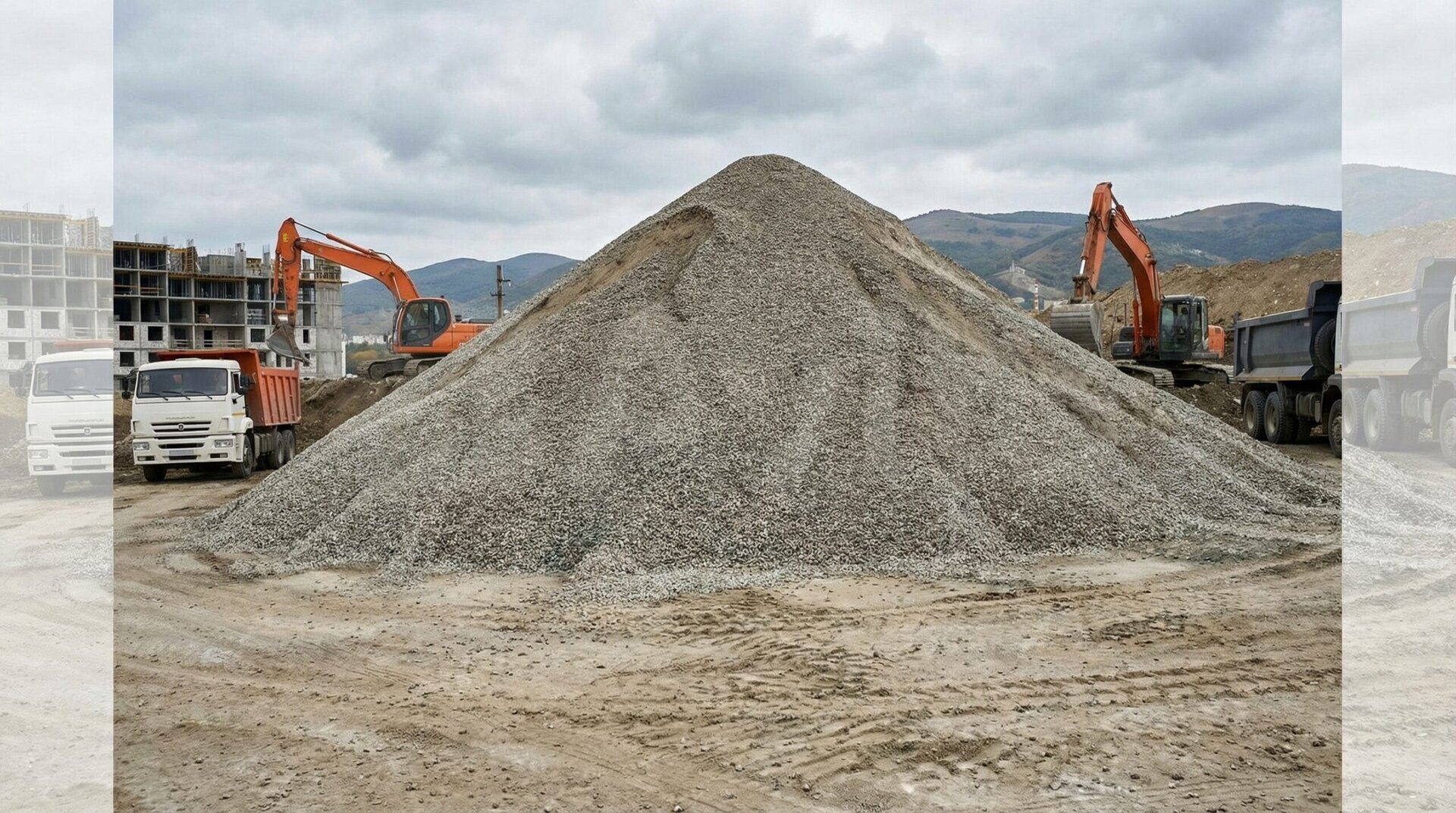 Quarter minus gravel pile at construction site