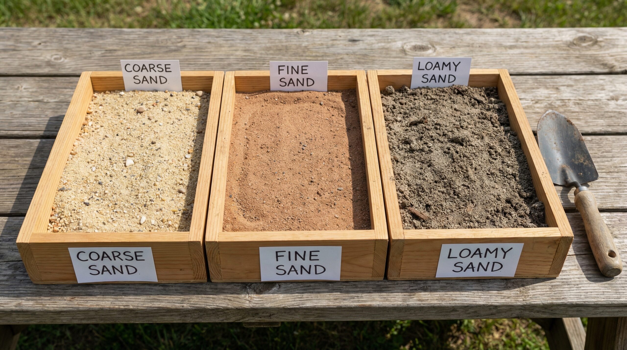 Side-by-side comparison showing different sandy soil textures and types
