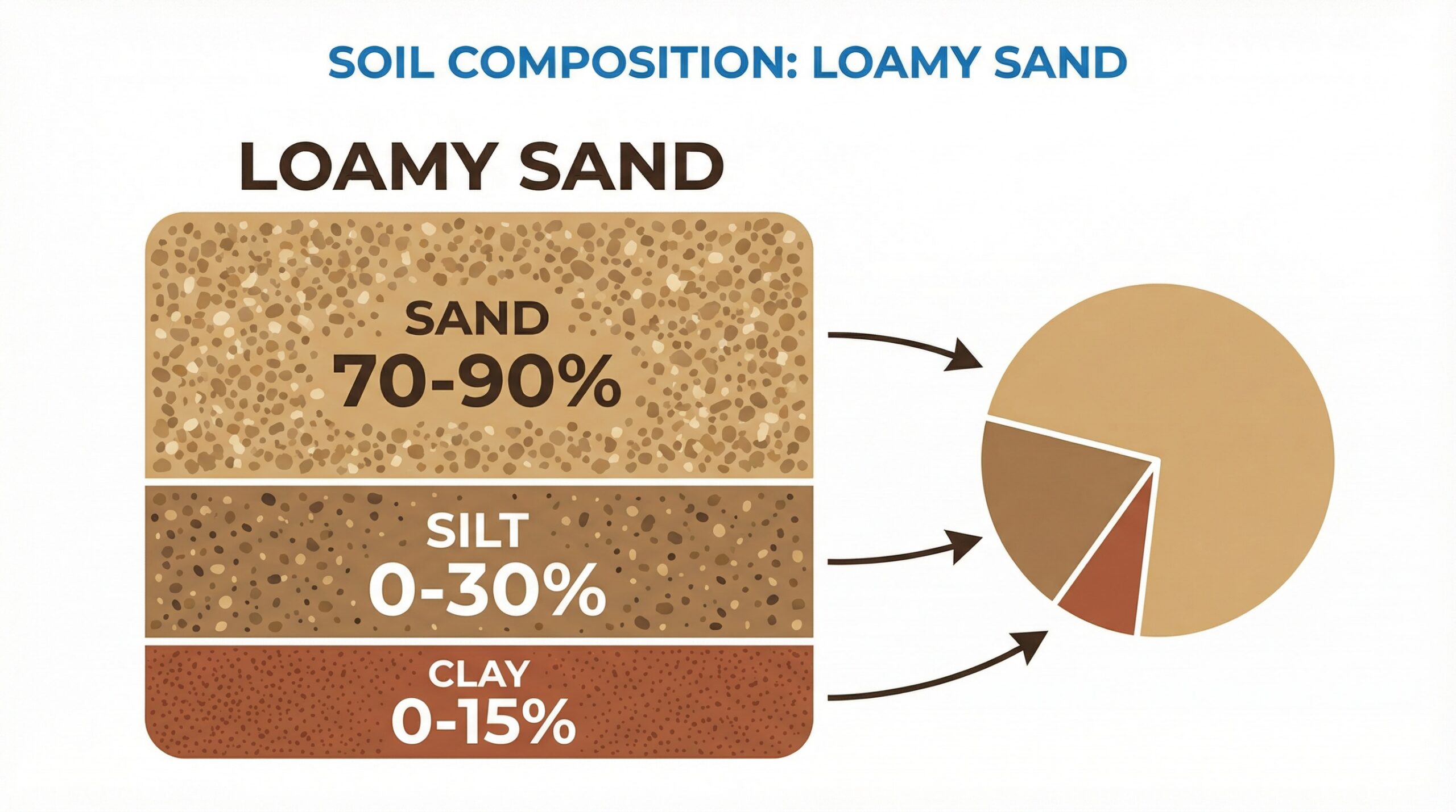 Soil composition diagram showing sand silt clay percentages in loamy sand
