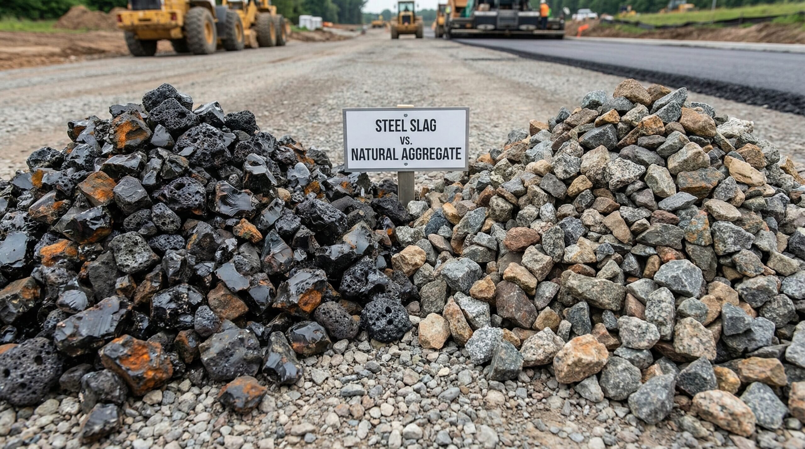 Comparison of steel slag and natural aggregate materials for road construction