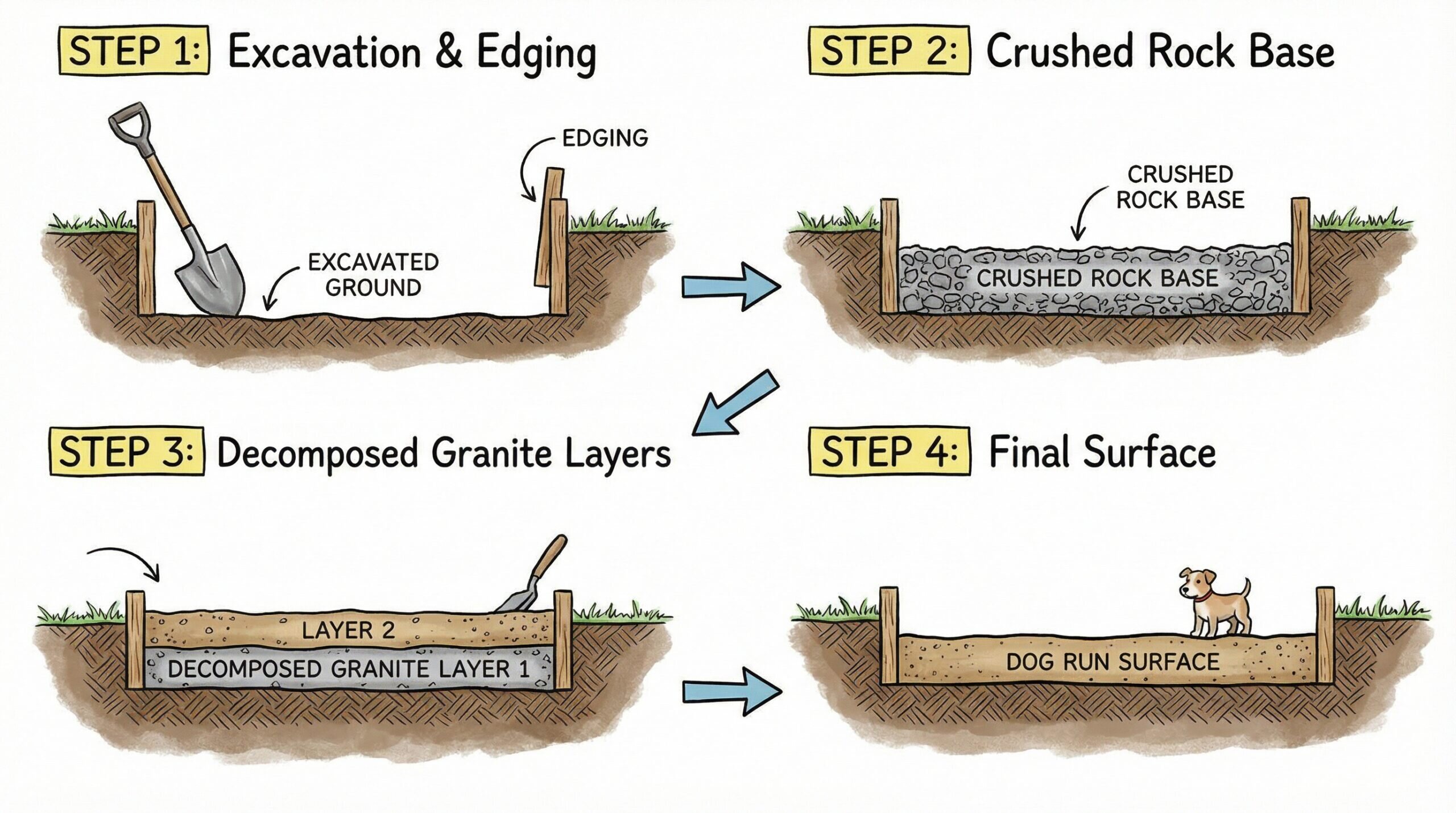 Step-by-step dog run installation process