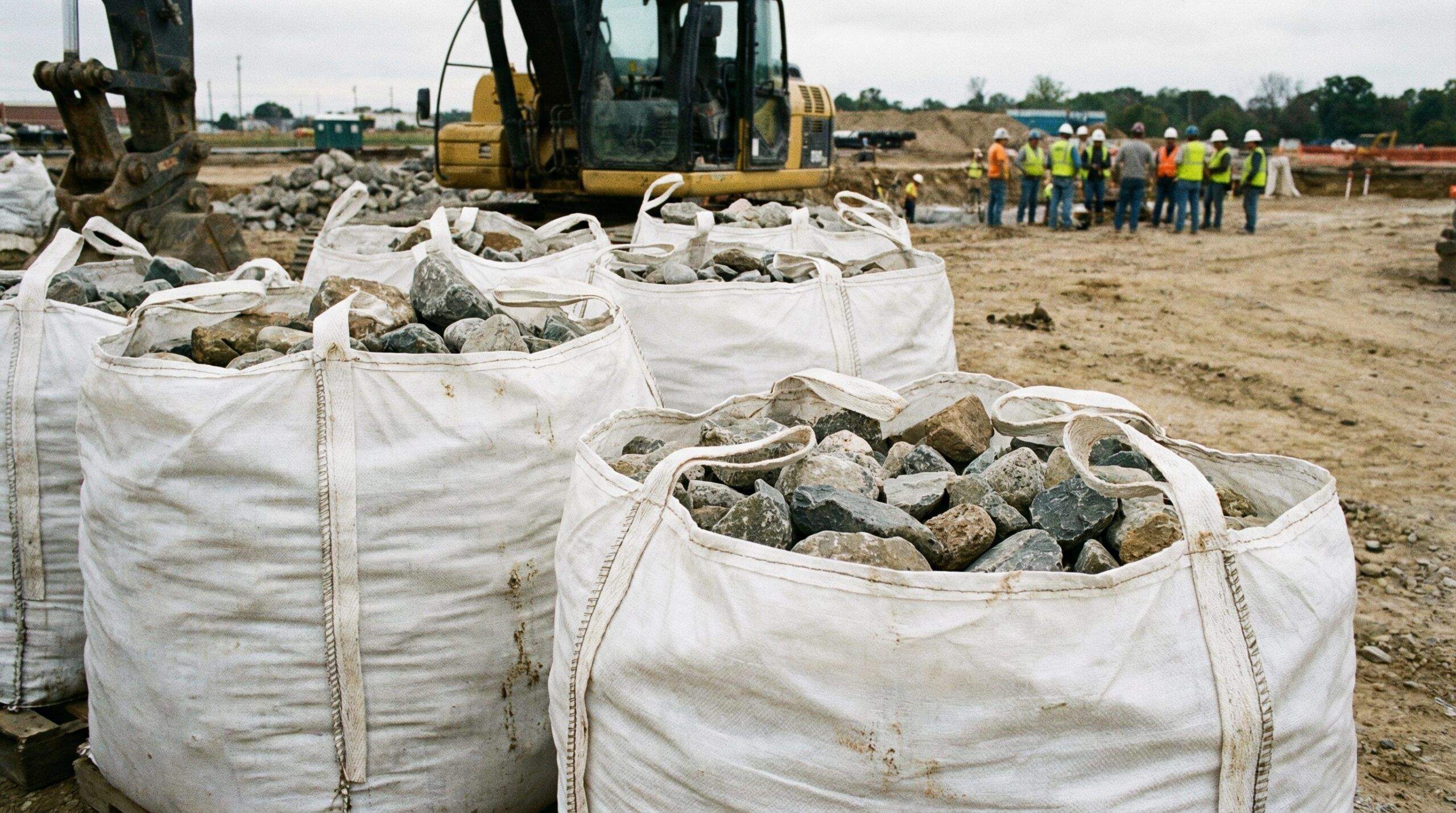 Bulk Bag Rocks Construction Site Featured