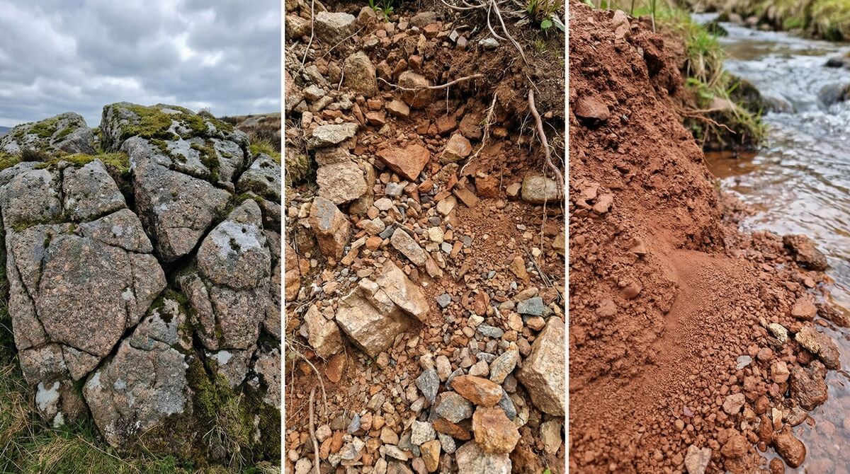 Clay soil formation through weathering process diagram