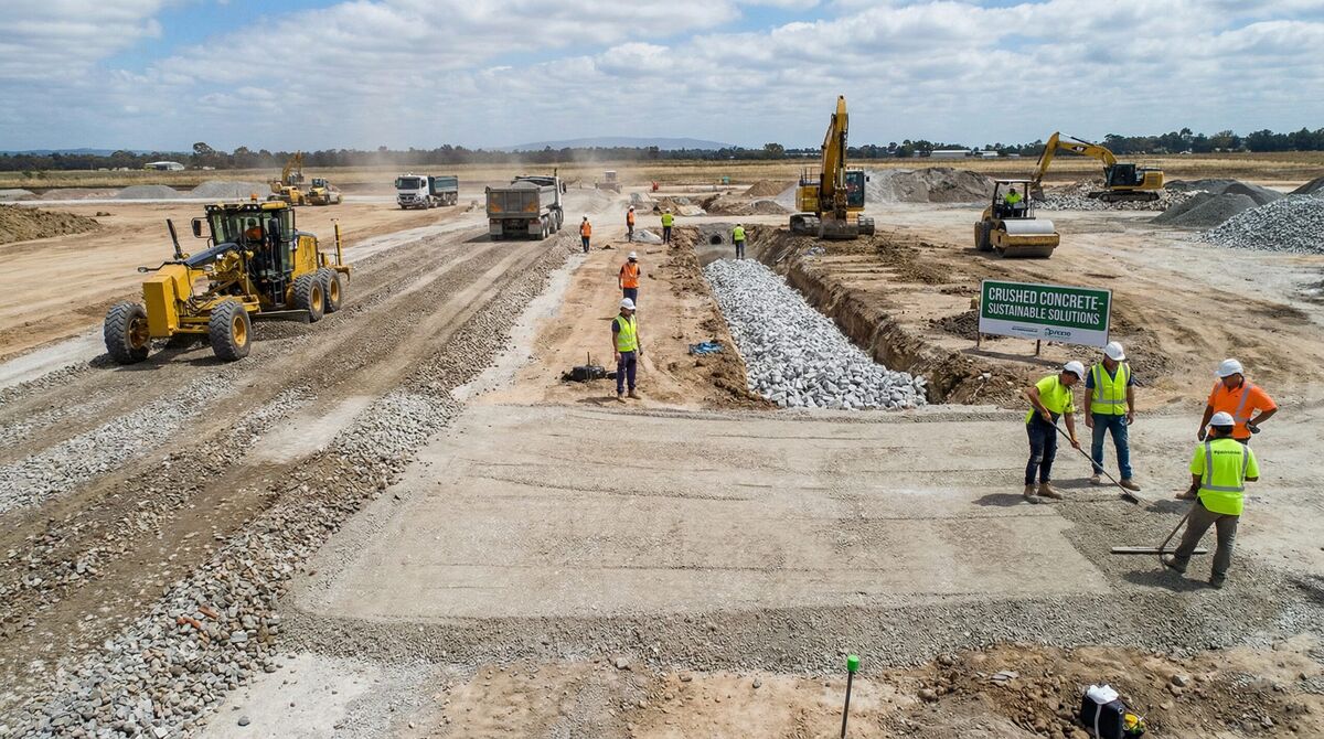 Different crushed concrete grade applications at construction site