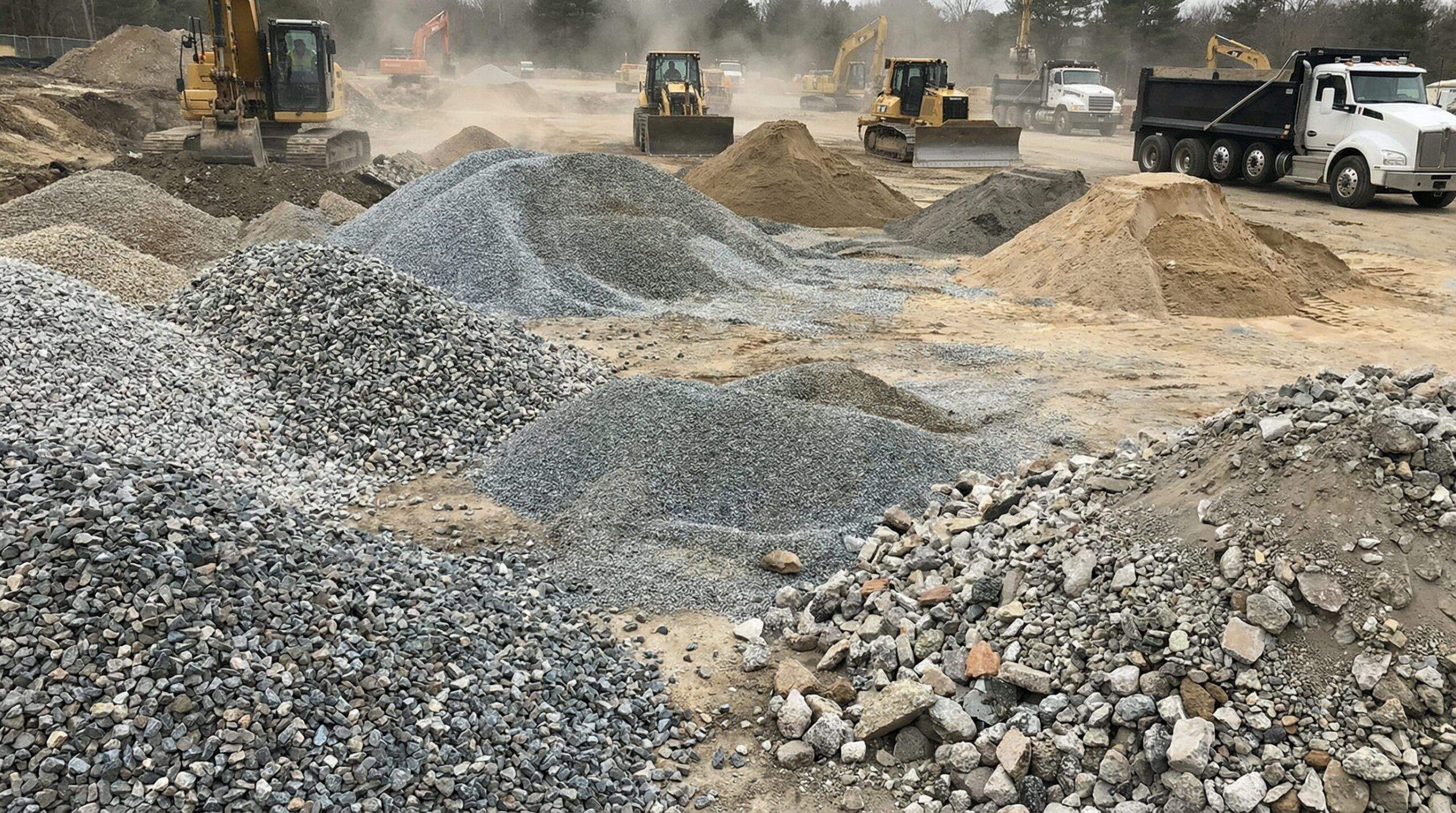 Construction site with aggregate base materials