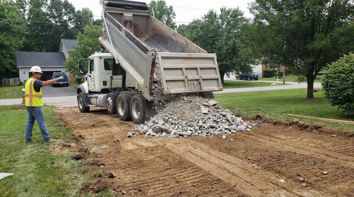 Crushed concrete driveway installation process