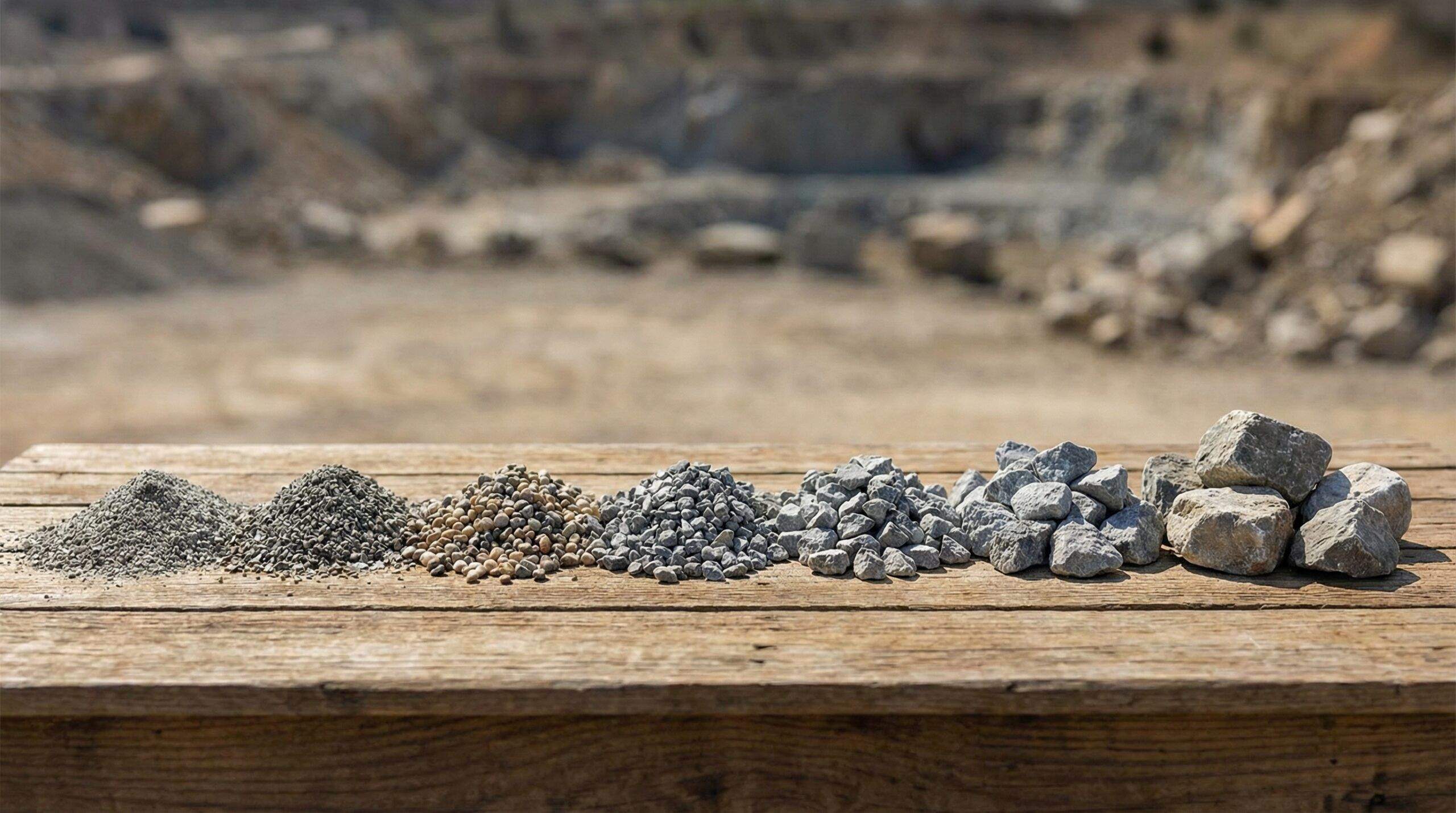 Crushed gravel sizes comparison chart showing different stone sizes