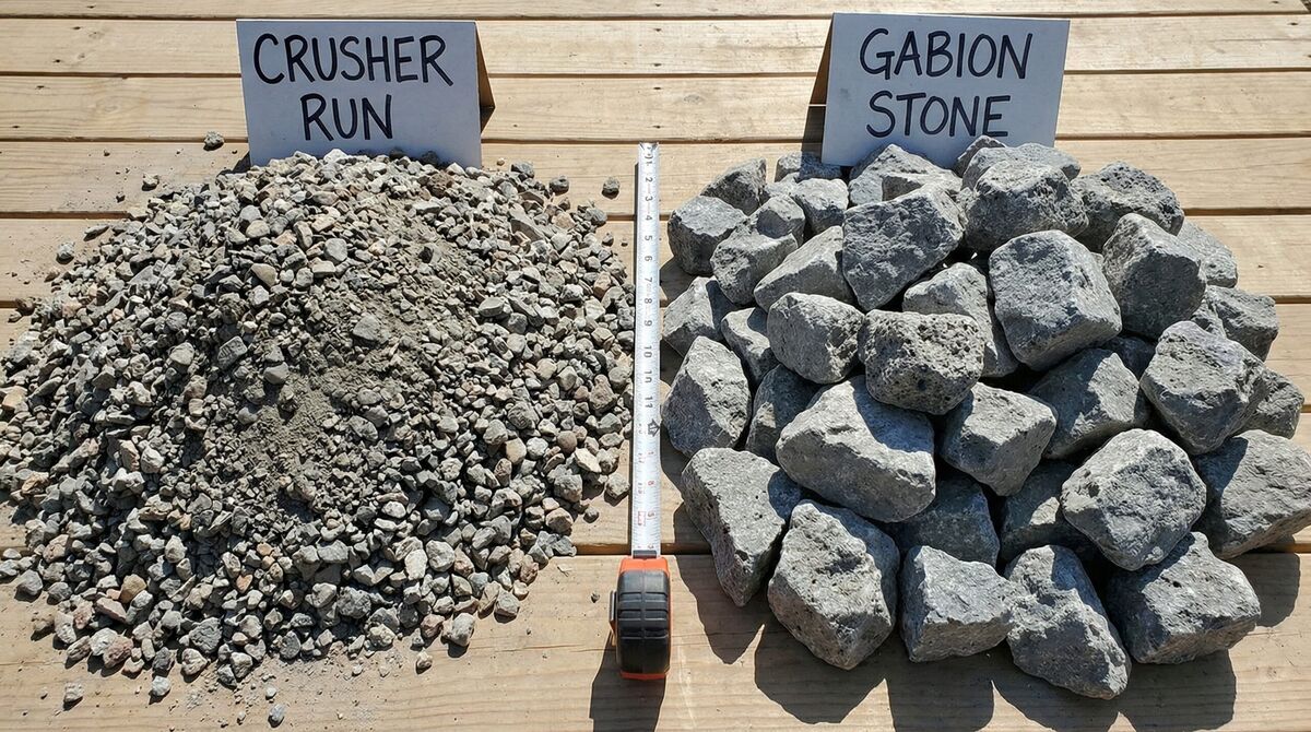 Crusher run vs gabion stone side by side comparison