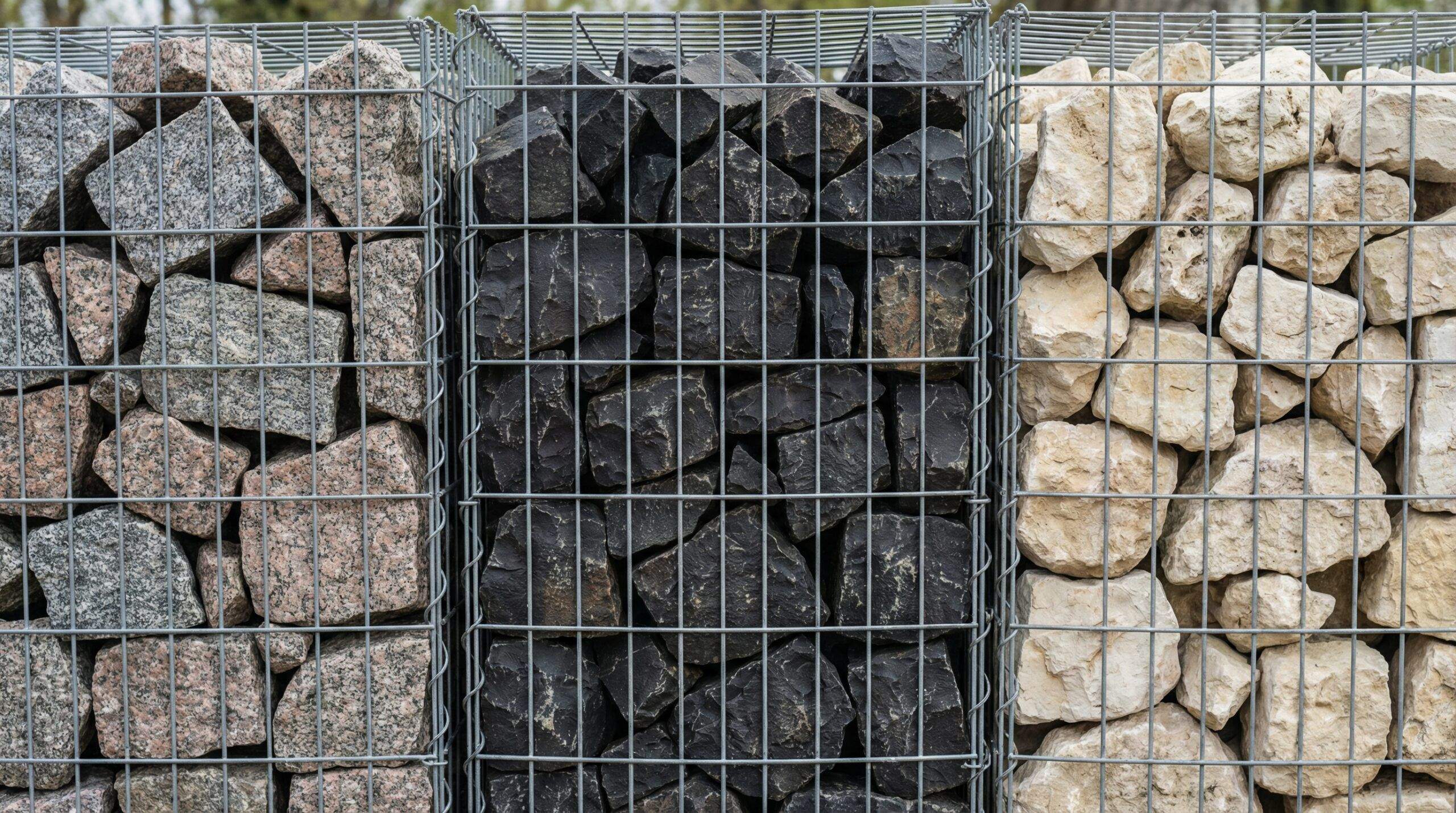 Granite basalt limestone gabion stones size comparison