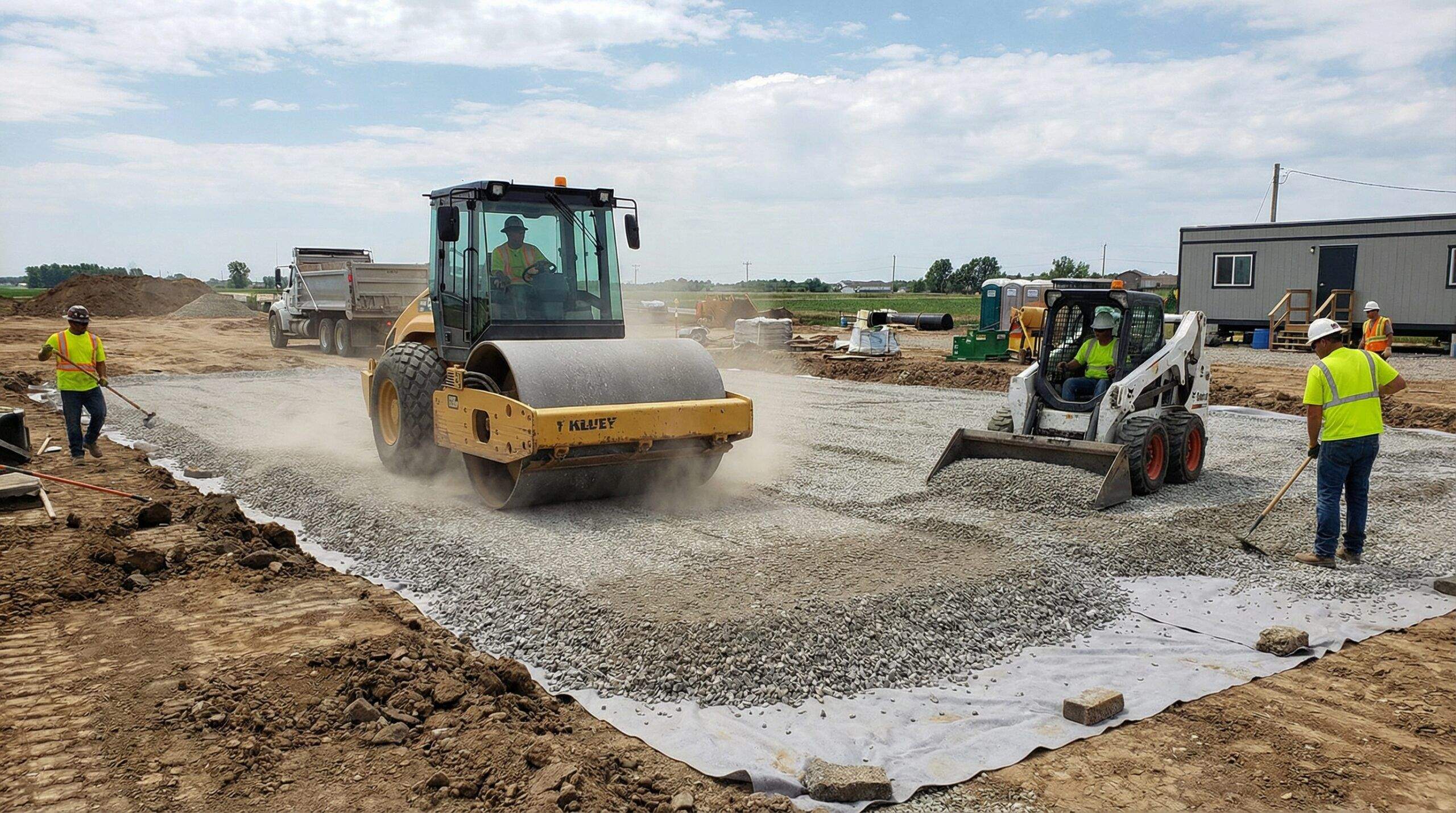 Gravel installation showing proper base preparation and compaction techniques