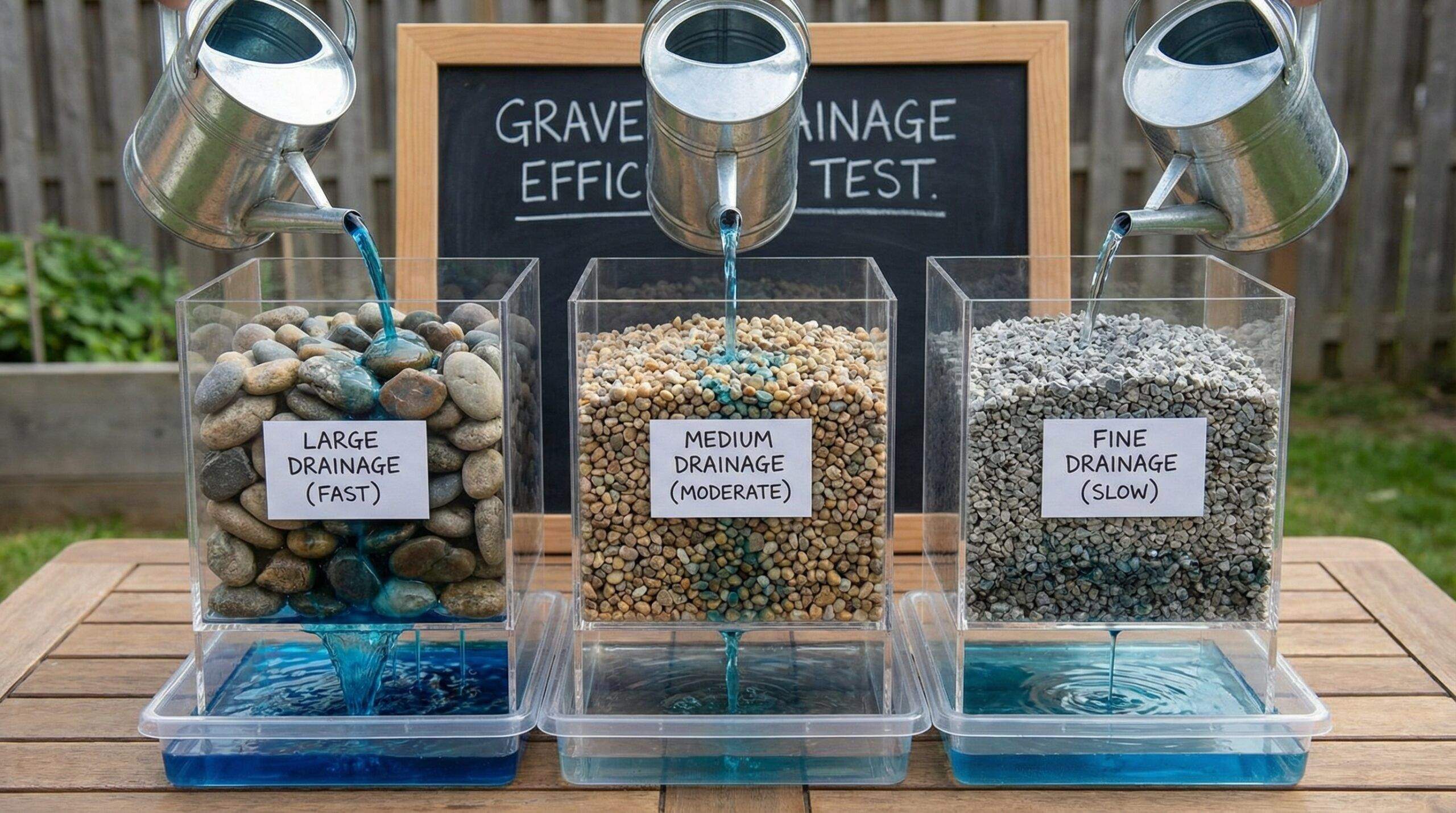 Gravel size comparison drainage efficiency
