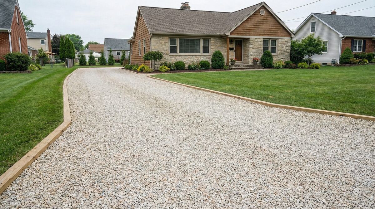 Properly maintained stone driveway with even surface