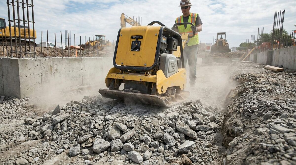Plate Compactor Crushed Concrete Installation