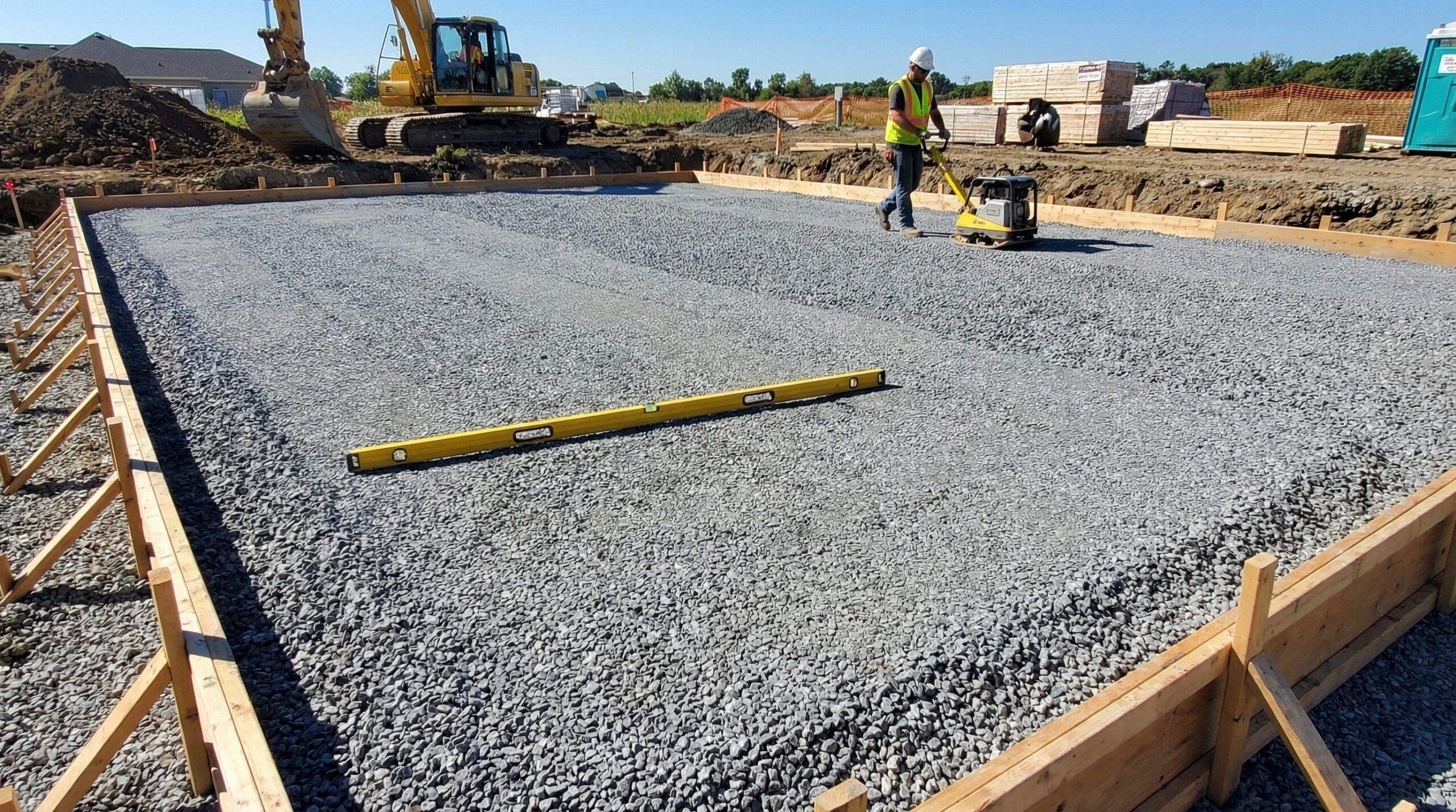 Properly installed crushed stone foundation base