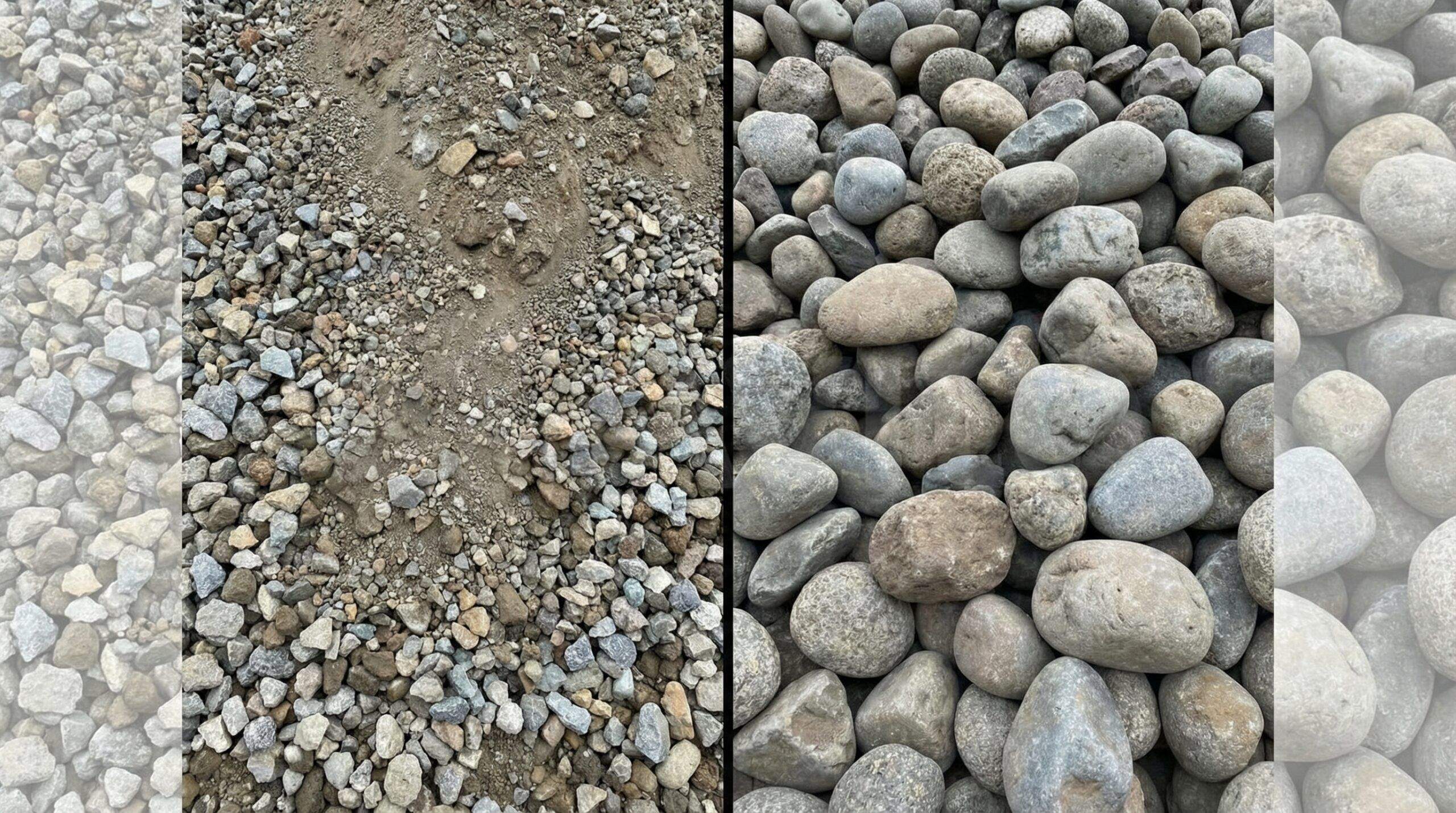 side-by-side comparison of road base and gravel materials showing texture and particle size differences