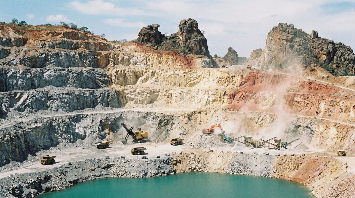 Rock Quarry With Various Stone Types Being Extracted