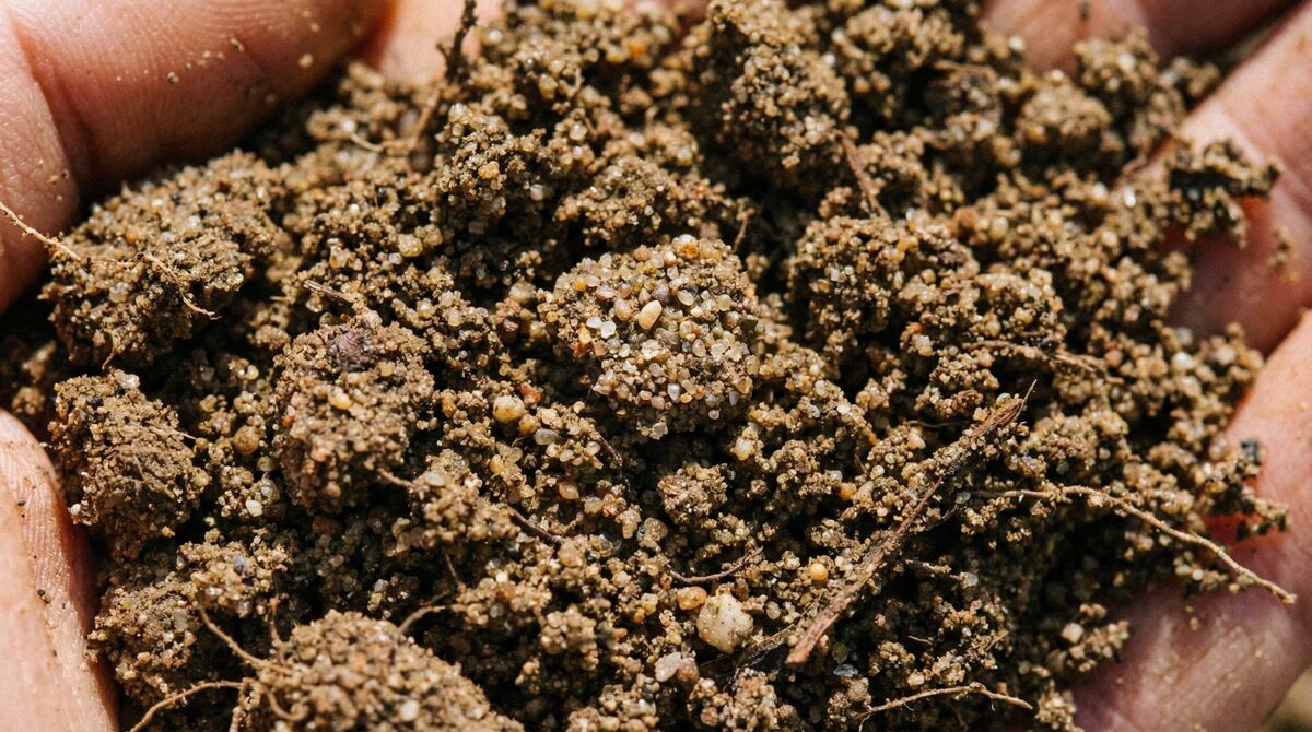 Sandy loam soil texture showing granular structure