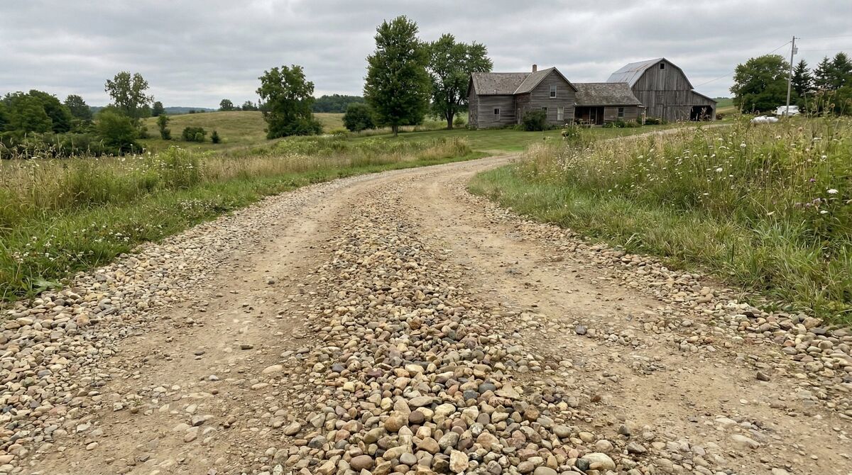 Unwashed gravel rural driveway application