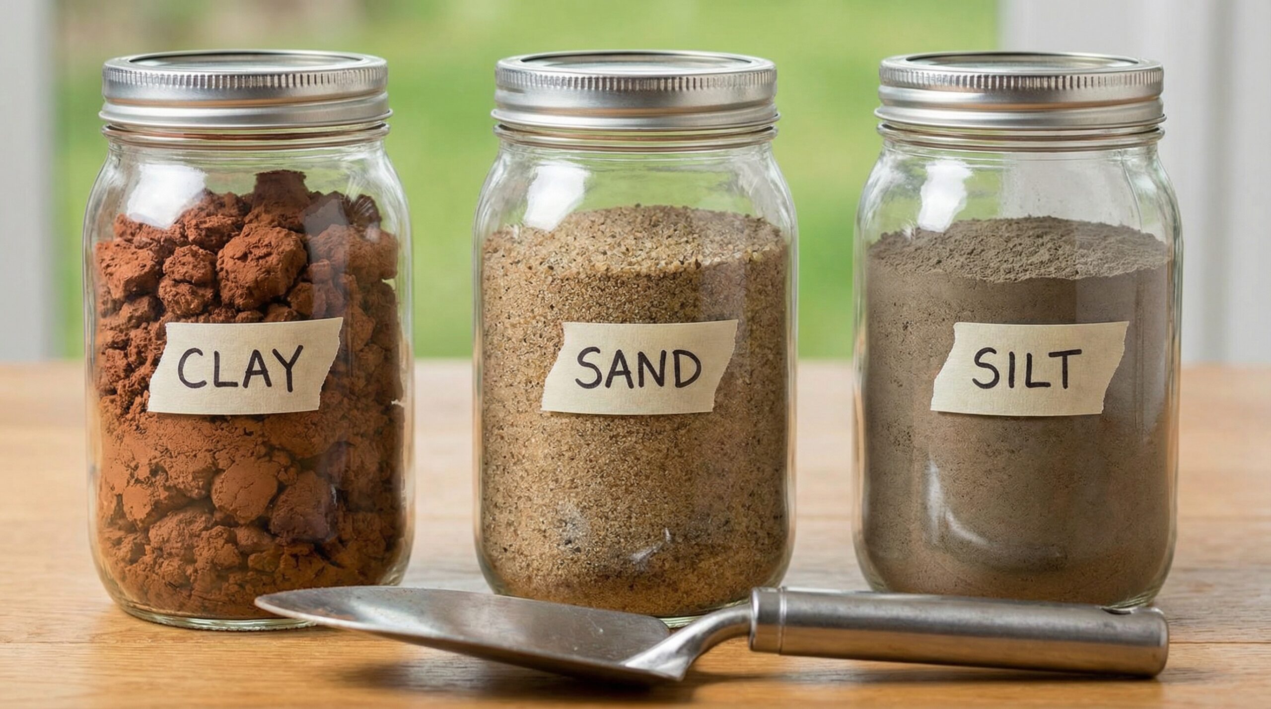 Different types of fill dirt samples showing clay, sand, and silt comparison